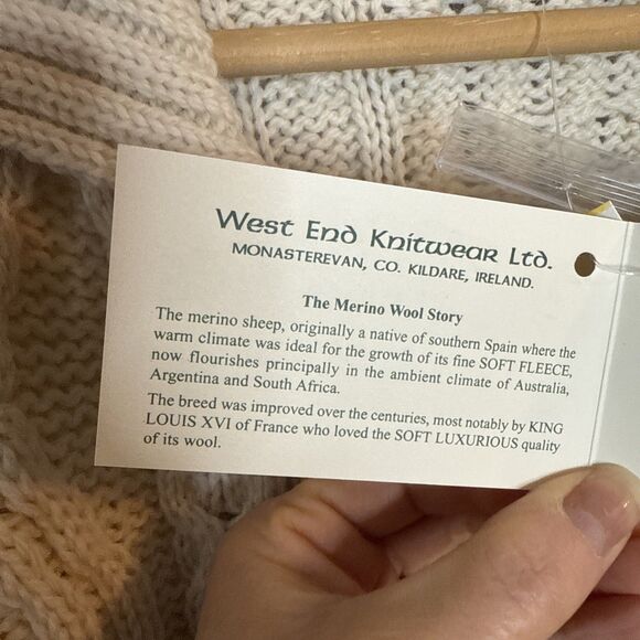 Aran Crafts Womens Cardigan Sweater 100% Merino Wool XL Full Zip Cable Fisherman - Picture 9 of 14